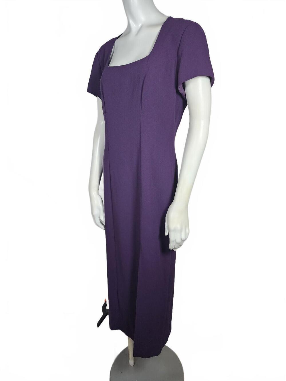 Liz Claiborne 90s Purple Square Neck Midi Dress Size 6 Modest Church